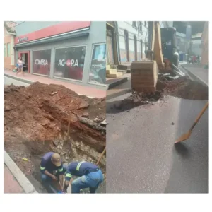 Manutenção emergencial interdita Rua Tiradentes em Itabira